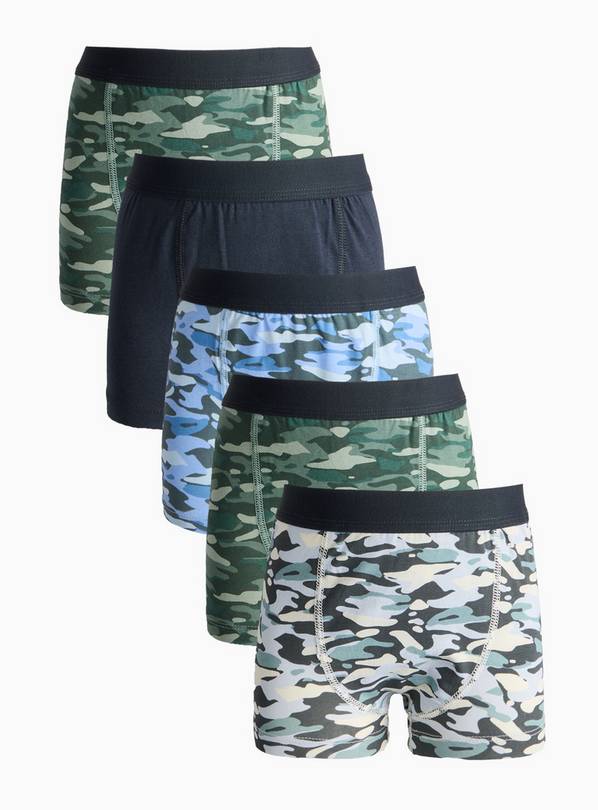 Camouflage Print Trunks 5 Pack 6-7 years